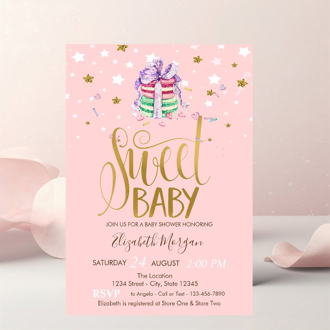 Stjärnfranska makaroner baby shower inbjudningar (Skapare uppladdad)