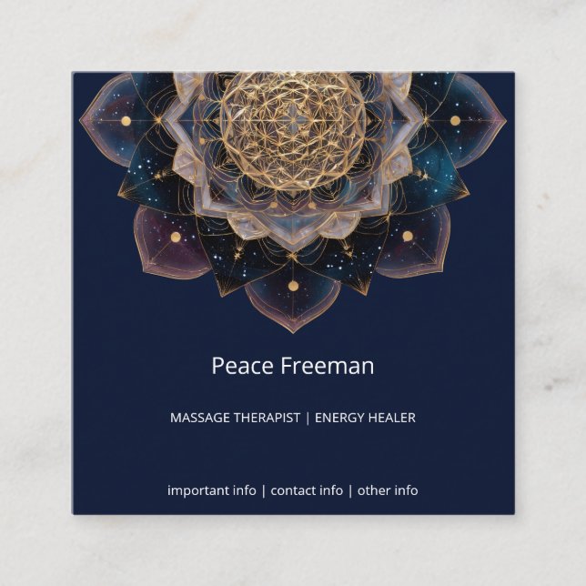 Stjärnfrögeometri | Mandala-design Fyrkantigt Visitkort (Framsida)