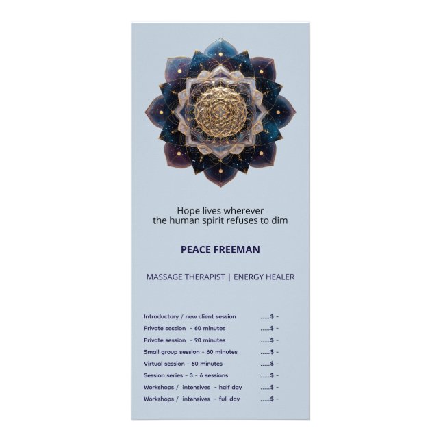 Stjärnfrögeometri | Mandala-design Reklamkort (Framsidan)