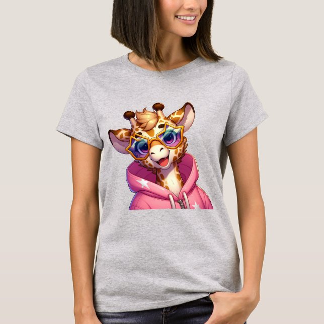 Stjärngiraff tecknad serie t shirt (Framsida)