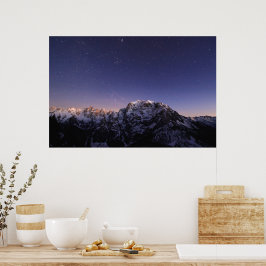 Stjärnhimmel ovanför bergen poster