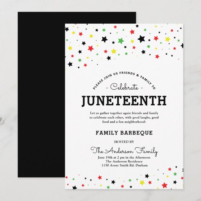 Stjärnhop | Juneteenth-evenemang BRYG-färger Inbjudningar (Fram/baksida)