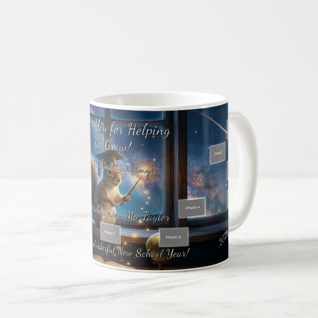 Stjärnig Ekorre Lärare Tacksamhet Kaffe Mugg (Framsida höger)
