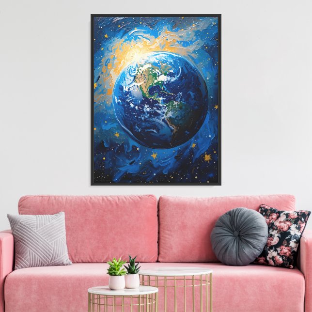 Stjärnig jord impressionistisk canvas (Insitu (Vardagsrum))