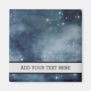 Stjärnig natt himmel Stjärnor Universum Midnatt Bl Magnet