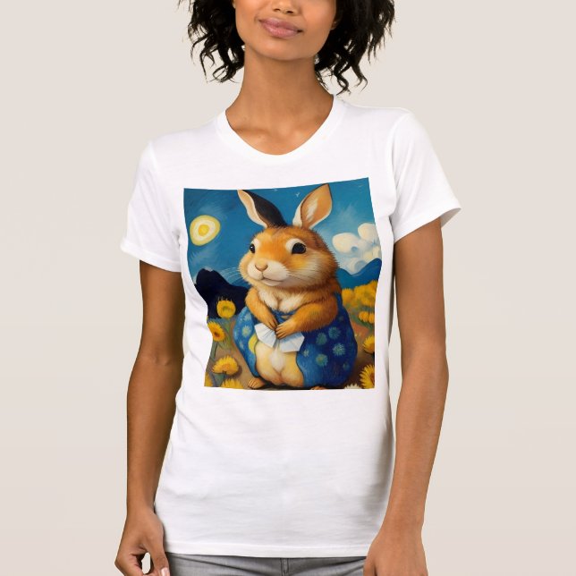 Stjärnig vårkanin t-shirt  (Framsida)