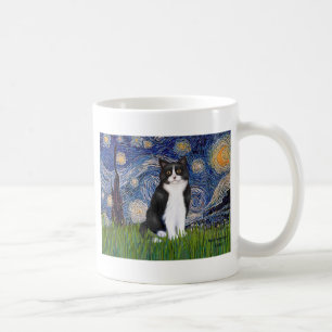Stjärnighet - Svartvit katt Kaffemugg