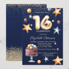 Stjärnkakor Konfetti Diamant Sweet 16 Inbjudningar