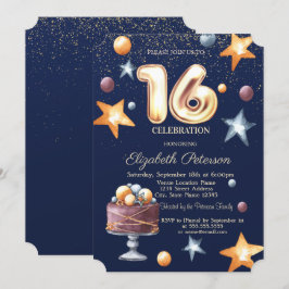 Stjärnkakor Konfetti Sweet 16-fest Inbjudningar
