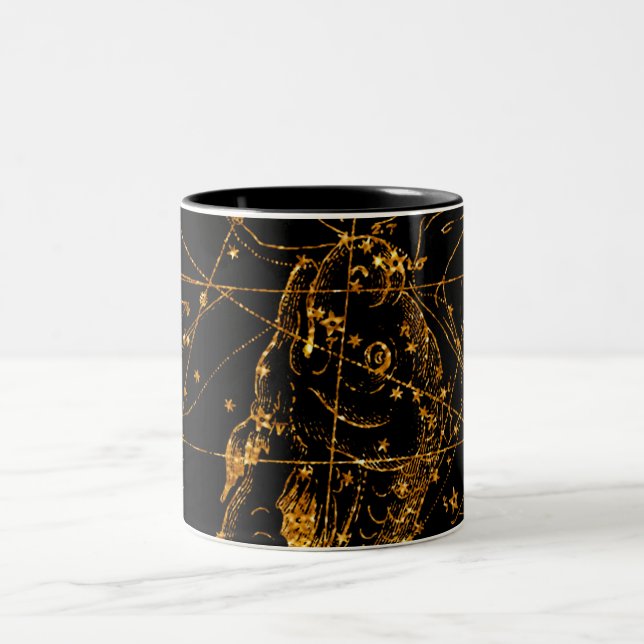 Stjärnkarta Astrologisk Guld Fiskarna Två-Tonad Mugg (Center)