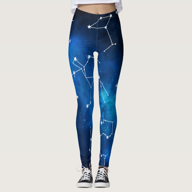 Stjärnkarta Konstellation Astronomi Älskare Leggings (Framsida)