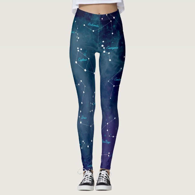 Stjärnkarta Konstellationer Astronomi Leggings (Framsida)