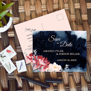 Stjärnklar blomsterbröllop Spara datum Postkort Meddelande Vykort