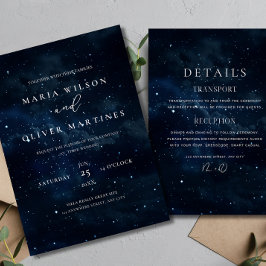 Stjärnklar Bröllopsnatt Elegant Celestial Modern Inbjudningar