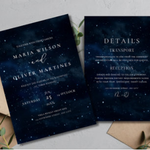 Stjärnklar Bröllopsnatt Elegant Celestial Modern Inbjudningar