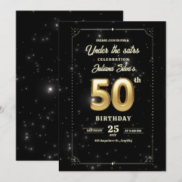 Stjärnklar födelsedagsinbjudan, 50-års födelsedags spara datumet