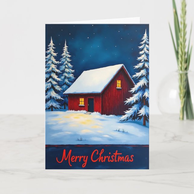 Stjärnklar julnatt-kort kort (Framsida)