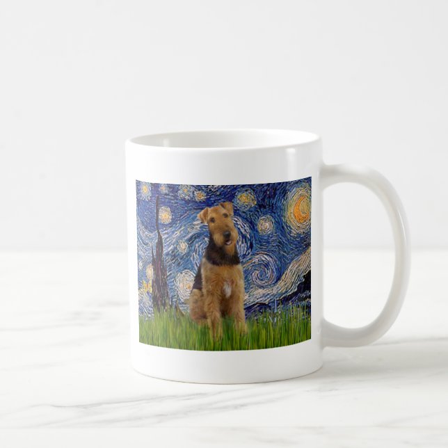 Stjärnklar Natt - Airedale Terrier (#1) Kaffemugg (Höger)