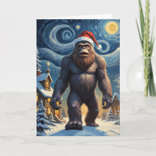 Stjärnklar natt Bigfoot Sasquatch jul specialdesig Kort