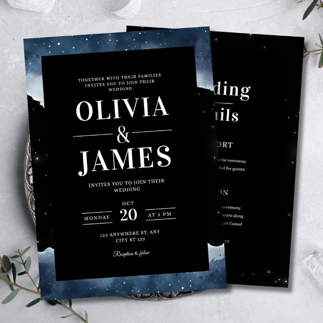 Stjärnklar natt bröllopsinbjudan, Elegant natthimm Inbjudningar (Skapare uppladdad)