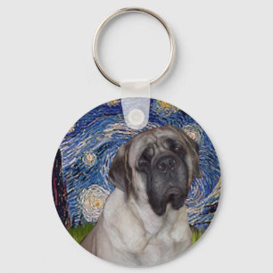 Stjärnklar natt - Bull Mastiff-porträtt Nyckelring