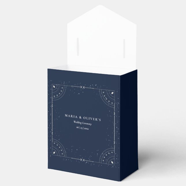 Stjärnklar natt Celestial Bröllop Marinblå Elegant Presentaskar (Öppnad)
