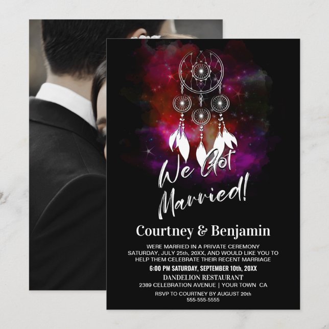 Stjärnklar natt Drömfångare Bröllopsmottagning Fot Inbjudningar (Fram/baksida)