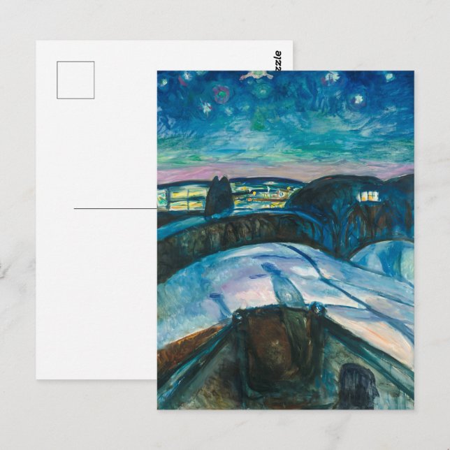 Stjärnklar natt | Edvard Munch | Vykort (Fram/baksida)
