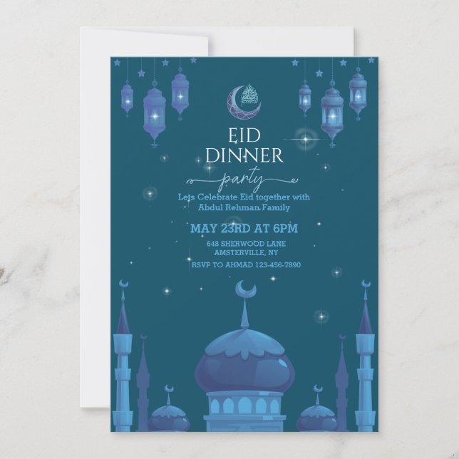 Stjärnklar natt Eid al-fitr firande inbjudan (Framsida)