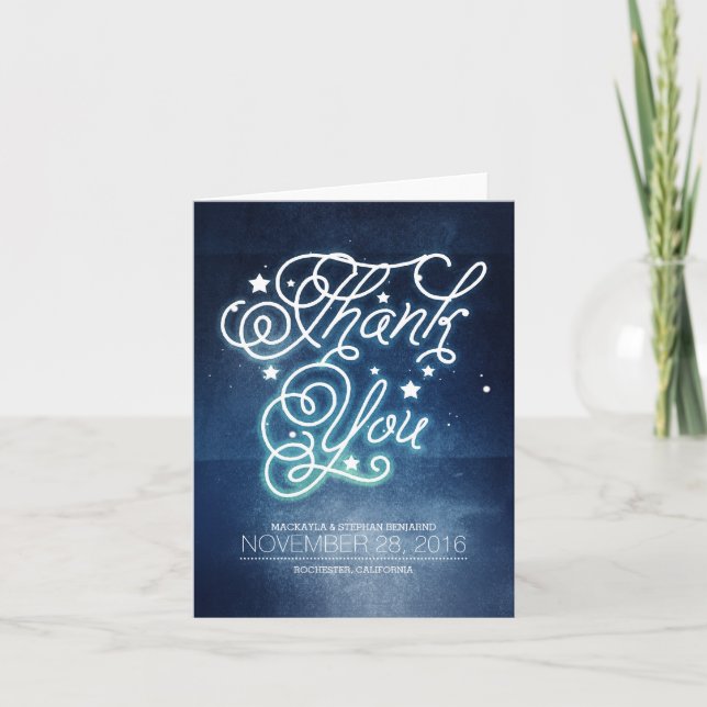 Stjärnklar natt Förtrollad Bröllop Tacksamhet Tack Kort (Framsida)