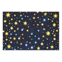 Stjärnklar natt Glanslös presentpapper Set om 3