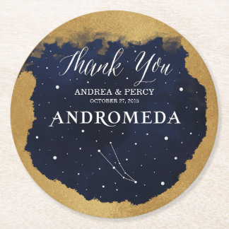 Stjärnklar natt Himmelskonstellationen Andromeda Underlägg Papper Rund