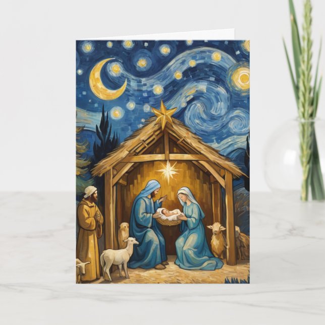 Stjärnklar natt julkort Kristna julkort Kort (Framsida)