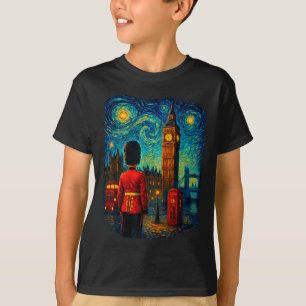 Stjärnklar natt London Röd telefonbox Drottningens T Shirt