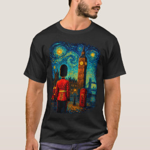 Stjärnklar natt London Röd telefonbox Drottningens T Shirt