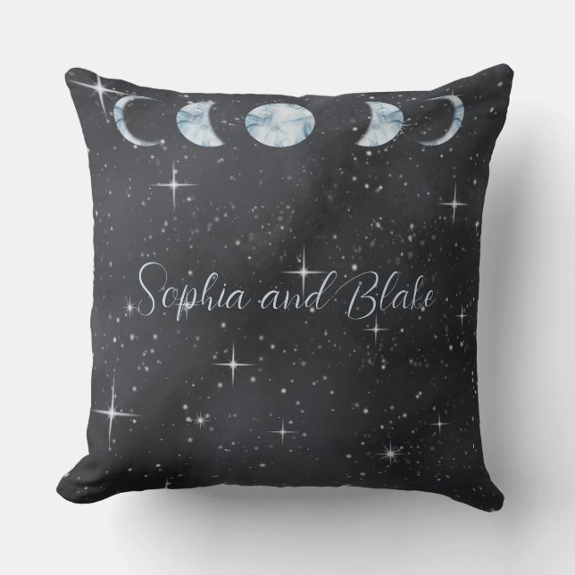 Stjärnklar natt månfaser Celestial Kudde (Framsida)