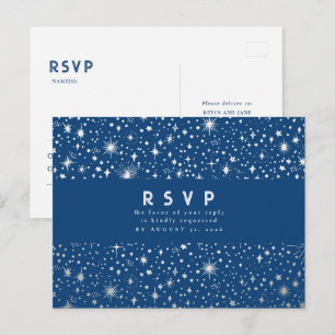 Stjärnklar natt Marinblå bröllops-RSVP Vykort