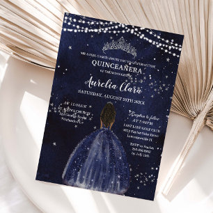 Stjärnklar natt Marinblå Quinceañera Brun Prinsess Inbjudningar