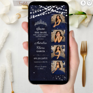 Stjärnklar natt Marinblå Quinceañera Fotobås Spara Datumet