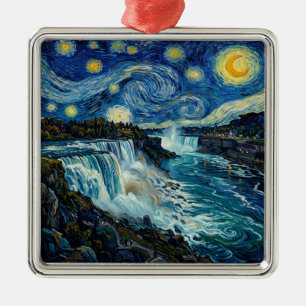 Stjärnklar natt Niagara Falls Julgransprydnad Metall
