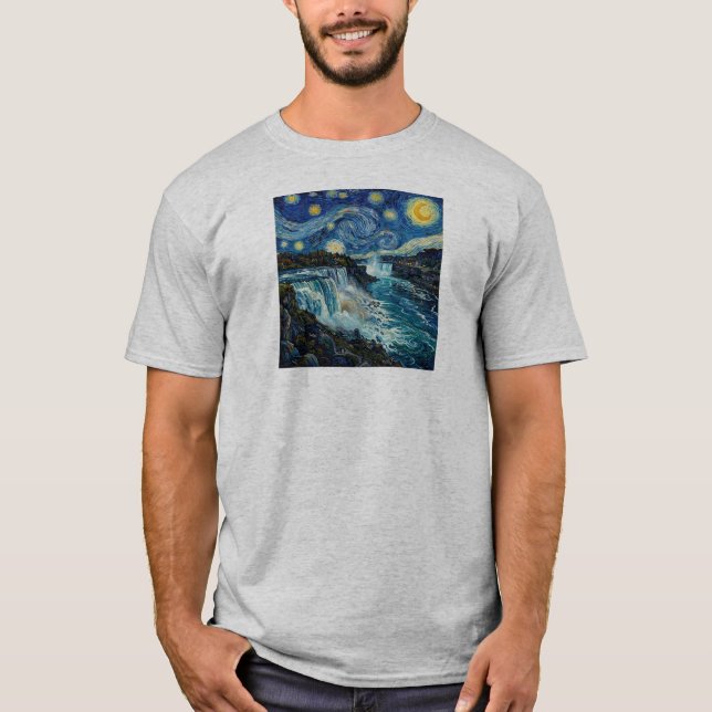 Stjärnklar natt Niagara Falls T Shirt (Framsida)