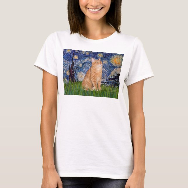 Stjärnklar natt - Orange Tabby 46 T-shirt (Framsida)