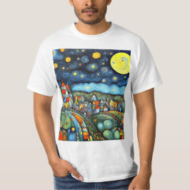 Stjärnklar natt över byn t shirt