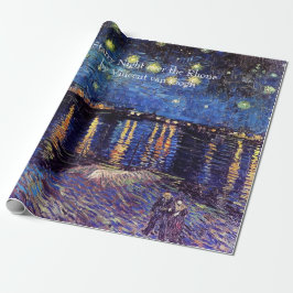 Stjärnklar natt över Rhône av Van Gogh. Vintage Presentpapper