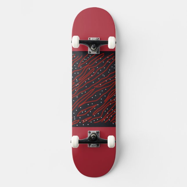 Stjärnklar natt, röd tiger natt skateboard (Framsida)