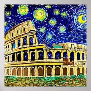 Stjärnklar natt Rom Italien Poster