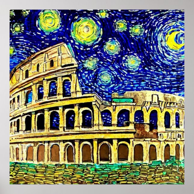 Stjärnklar natt Rom Italien Poster (Framsidan)