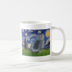 Stjärnklar natt - rysk blå katt 2 kaffemugg