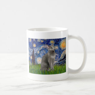 Stjärnklar natt - Rysk blå katt Kaffemugg