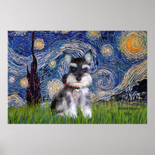 Stjärnklar natt - Schnauzer-valp #10 Poster